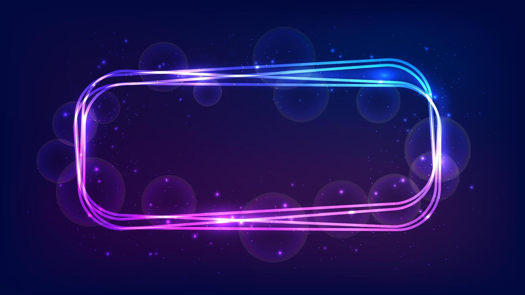 Neon rectangular frame with shining effects and sparkles vector