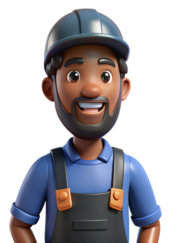 Black Man as a Mechanic 3d Illustration png