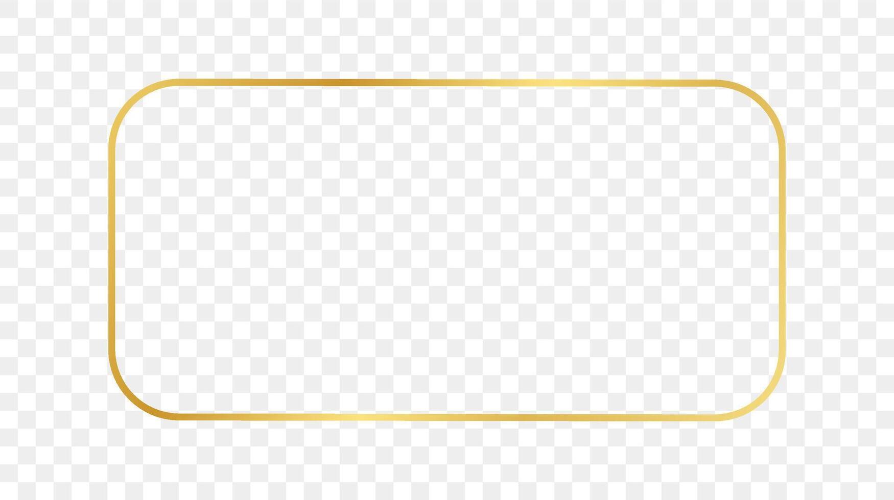 Gold glowing rounded rectangular frame isolated on background. Shiny frame with glowing effects. illustration. vector