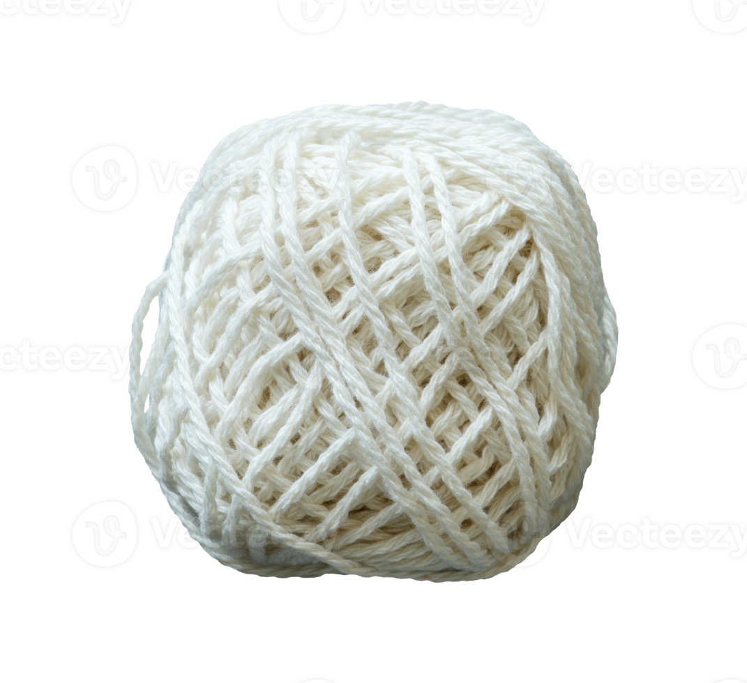 roll of white knitting thread isolated png