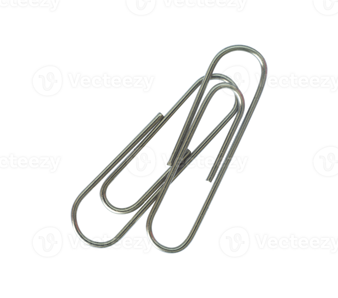 two silver paper clip isolated png