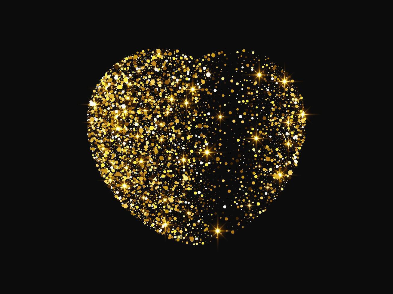 Gold glitter heart on dark background vector