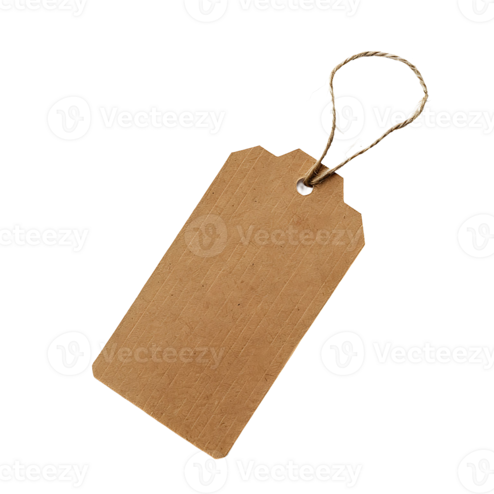 A blank brown cardboard tag with a string attached png