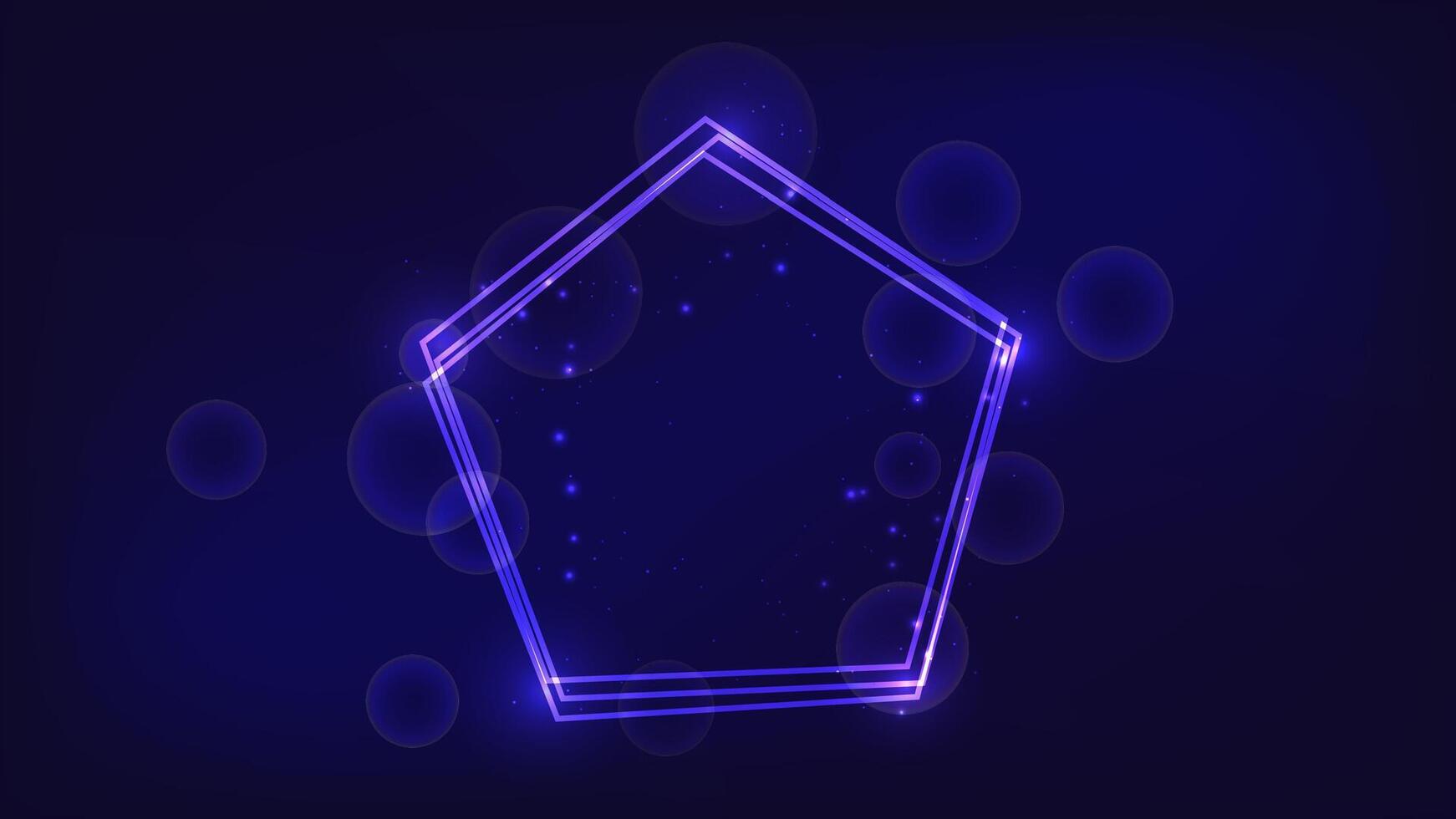 Neon frame in pentagon form with shining effects and sparkles vector