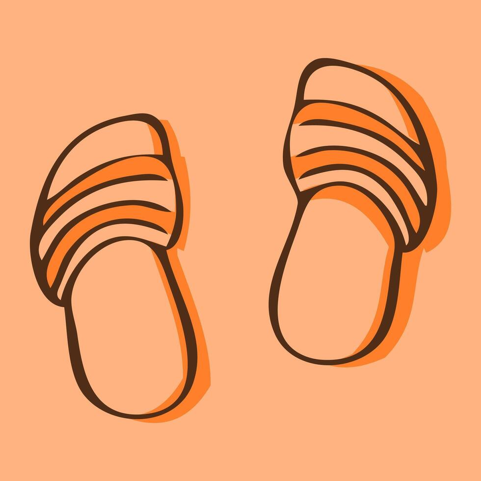 Illustration of Flip-Flops with Stripes isolated on orange background vector