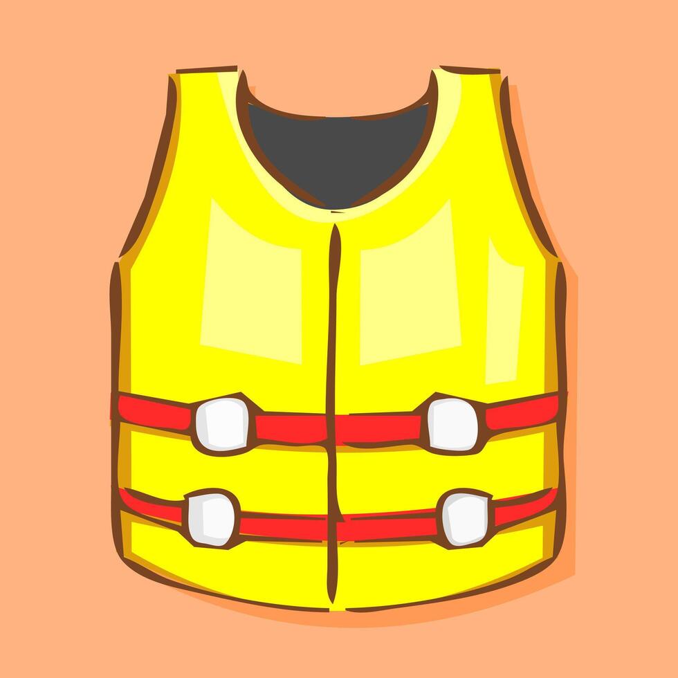 Simple Illustration of a Yellow Life Vest with Red Belt, Essential Safety Gear for Water Activities vector