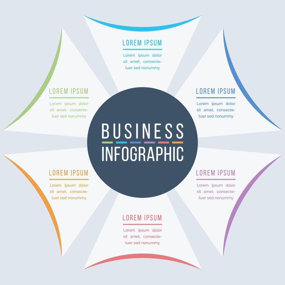 Infographic design 6 Steps, objects, elements or options circle infographic template for business information vector