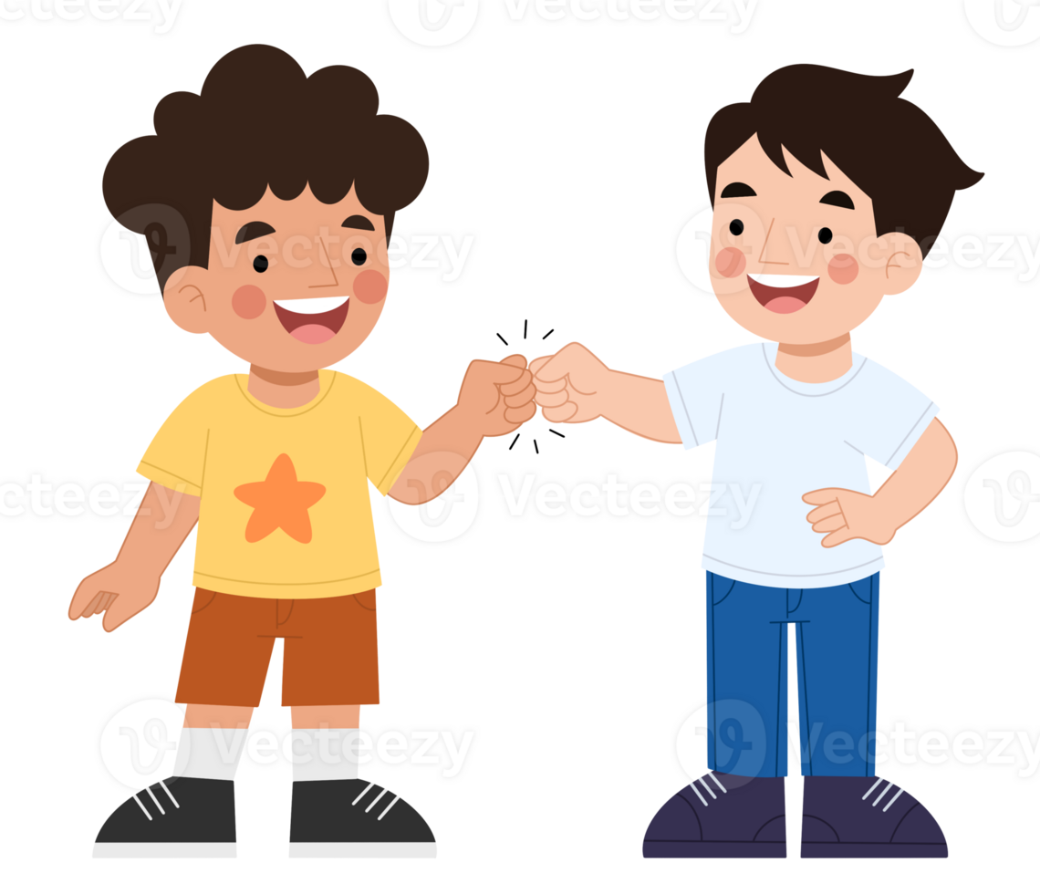 Boys high-five each other flat illustration png
