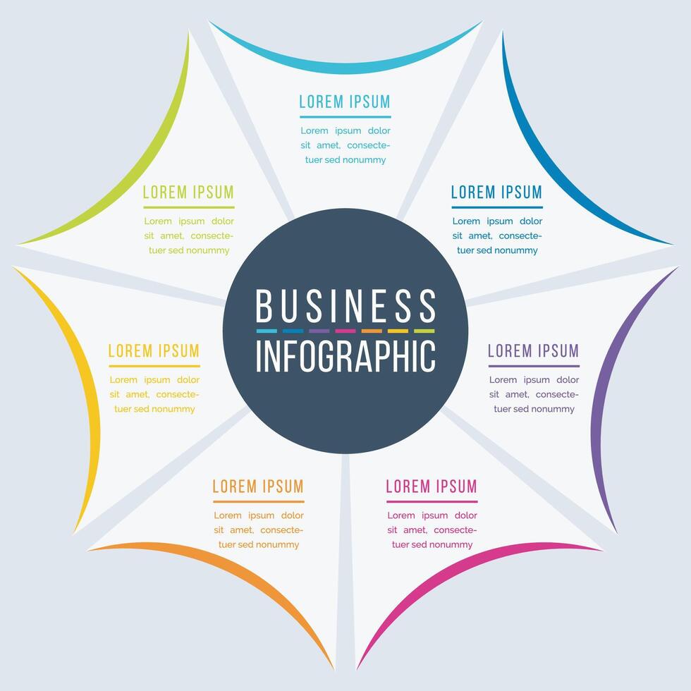 Infographic design 7 Steps, objects, elements or options circle infographic template for business information vector