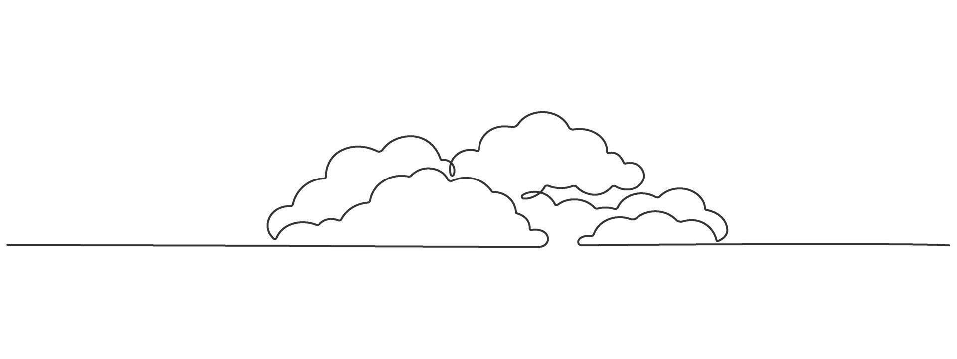 Continuous one line editable design of clouds in the sky. Concept of overcast cloudy weather or storage . Single line illustration vector