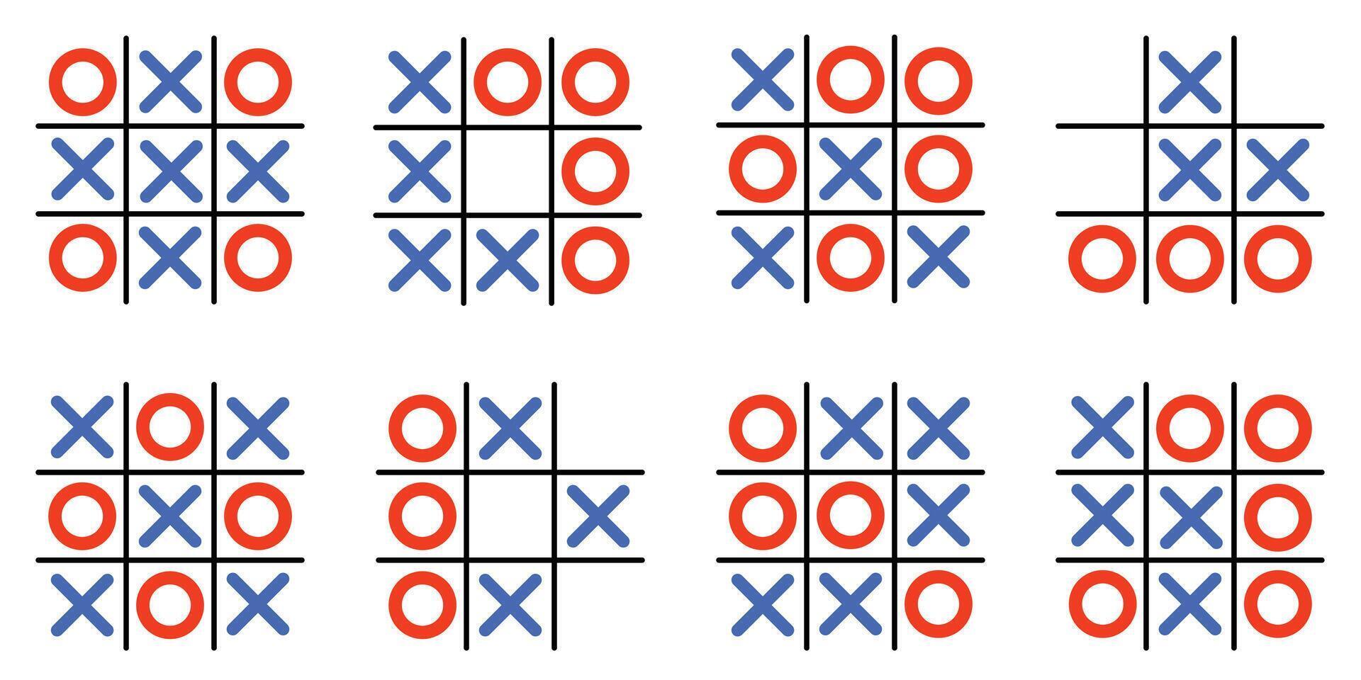 Set of tic tac toe game isolated on white background vector
