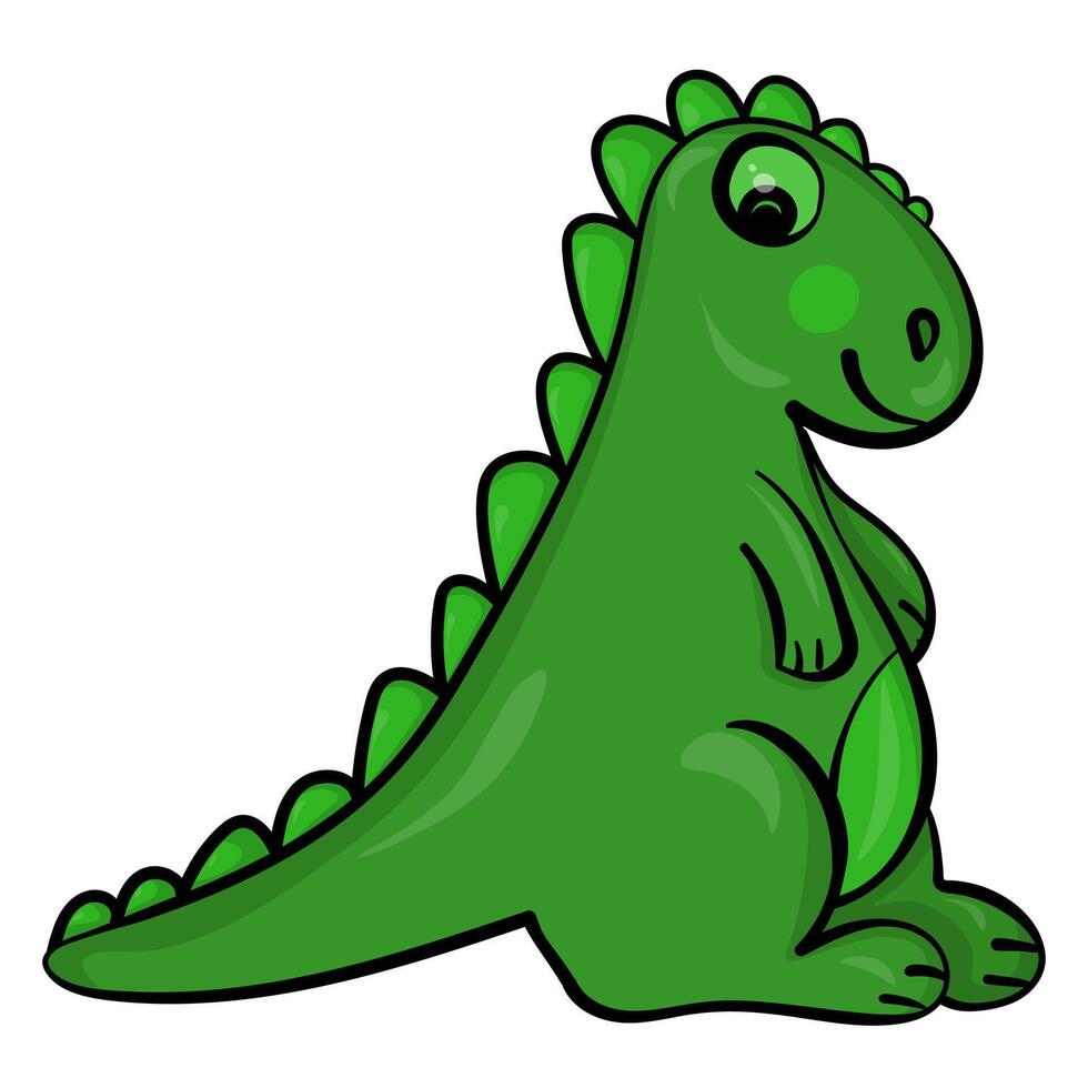 Cute green dragon in doodle style, symbol of the New Year for postcard or poster design vector