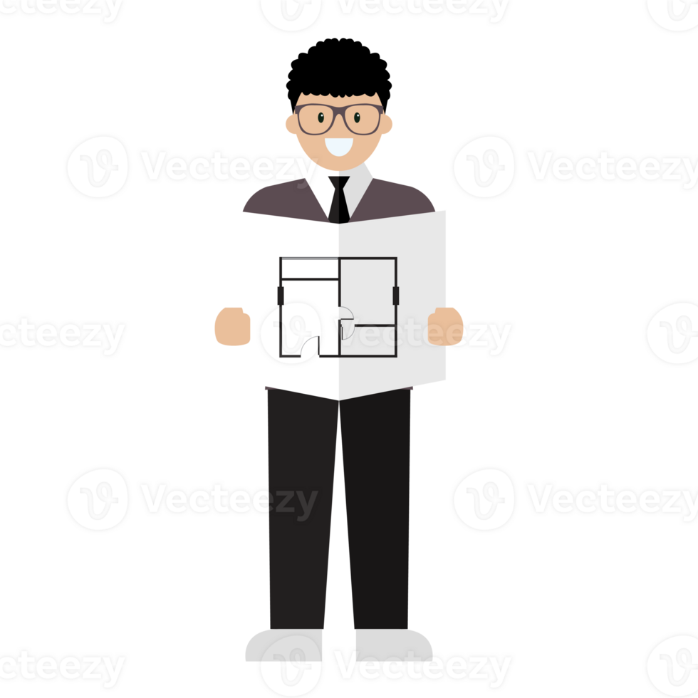 arquitecto personaje. plano estilo ilustración png