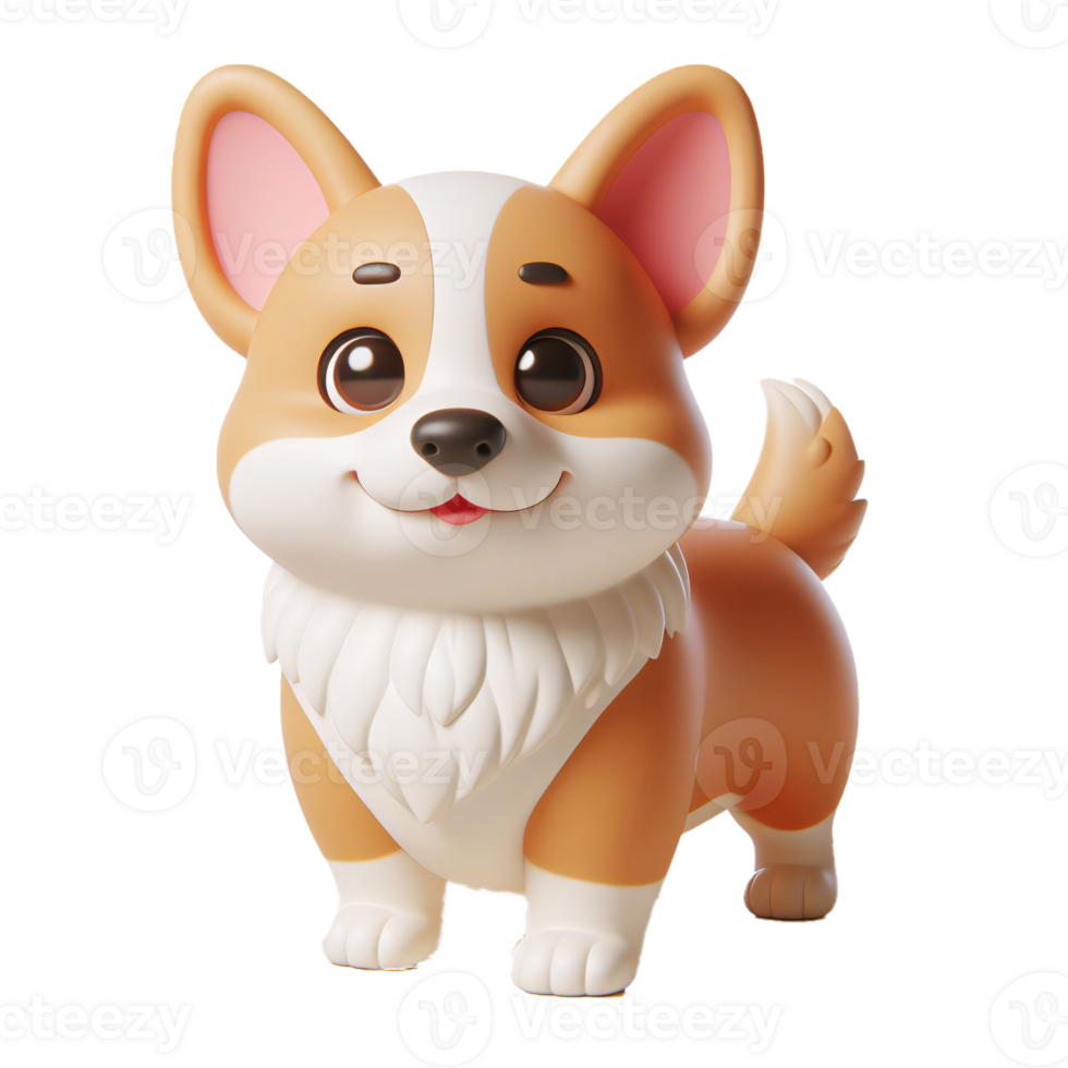 Friendly Corgi Dog Cartoon Character Isolated on Transparent Background png