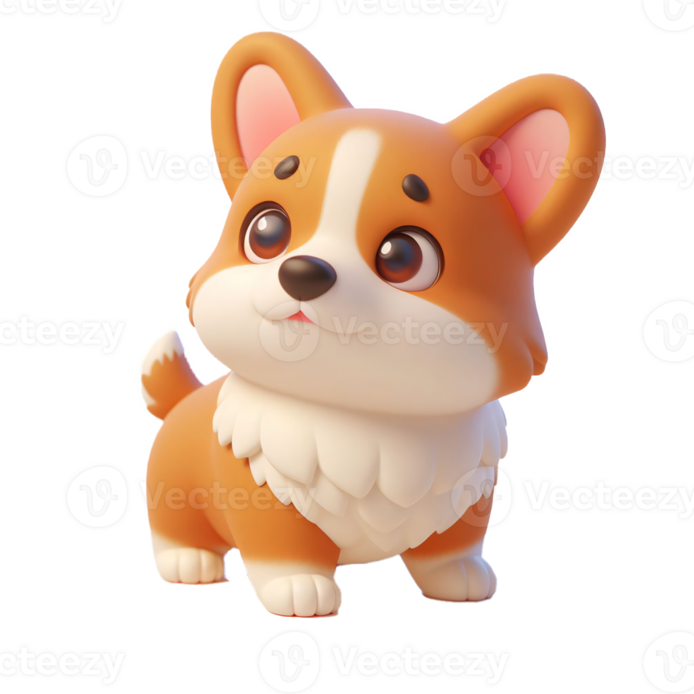 Friendly Corgi Dog Cartoon Character Isolated on Transparent Background png