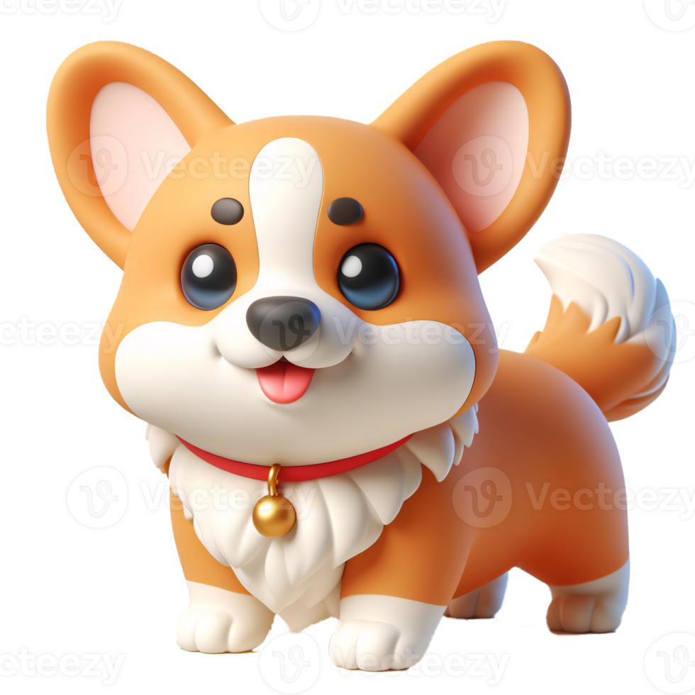 Friendly Corgi Dog Cartoon Character Isolated on Transparent Background png