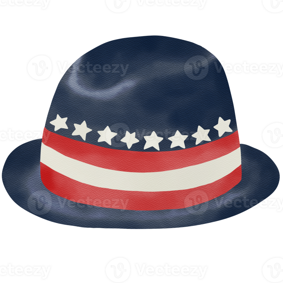 Watercolor patriotic hat for 4th of July. png