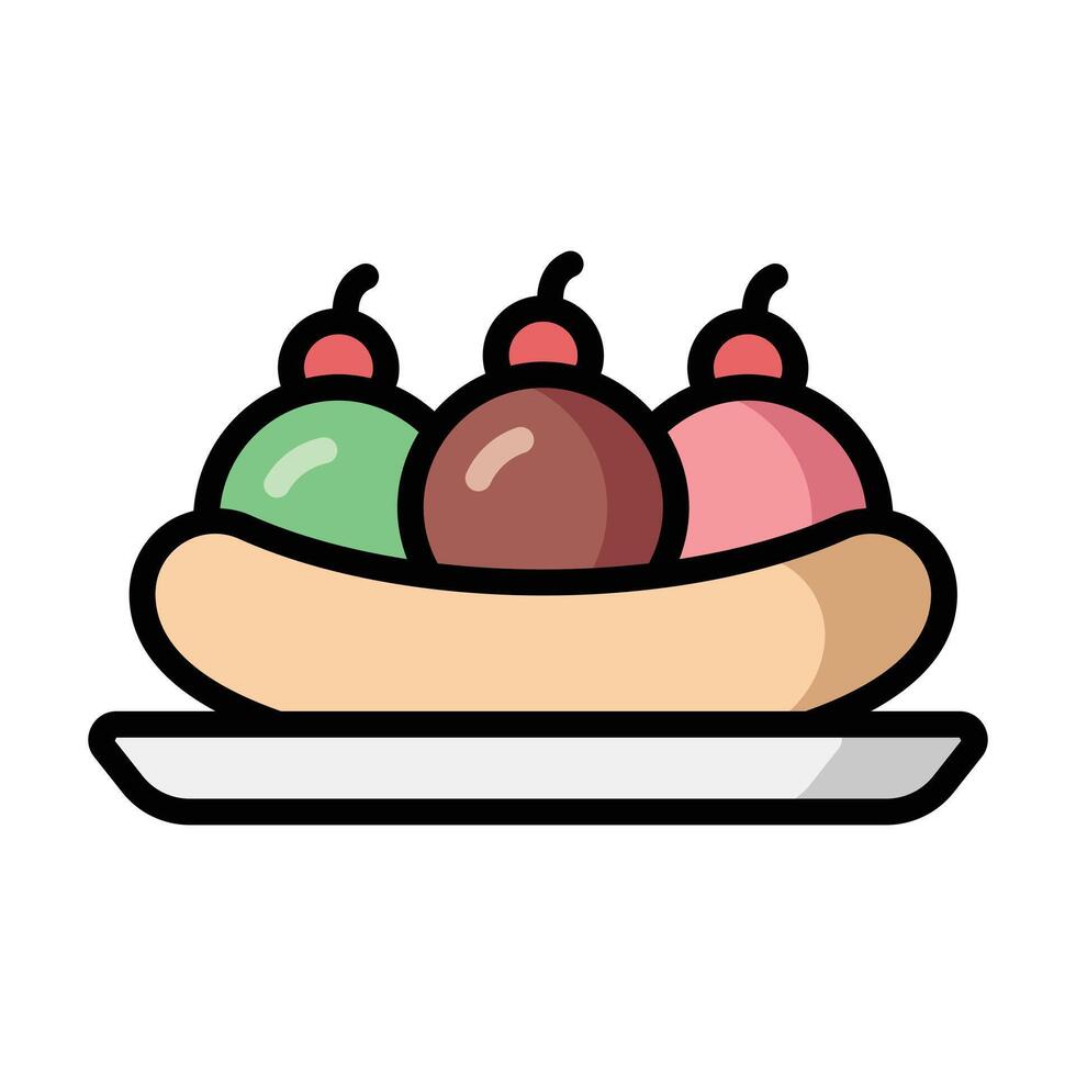 Simple Banana Split colorful icon Illustration. The icon illustration can be used for websites, print templates, presentation templates, illustrations, etc vector