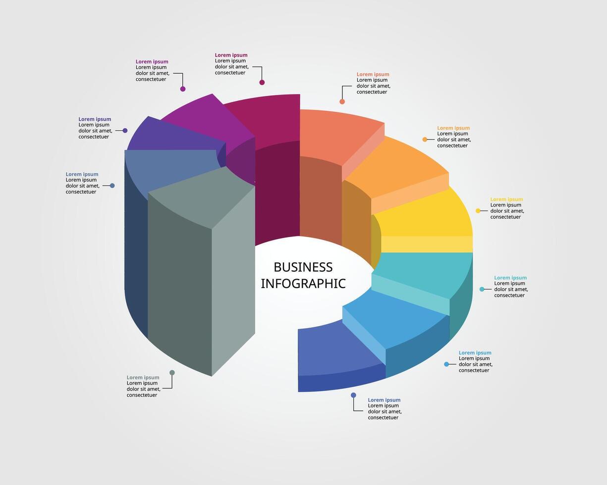 circle pie chart level template for infographic for presentation for 11 element vector