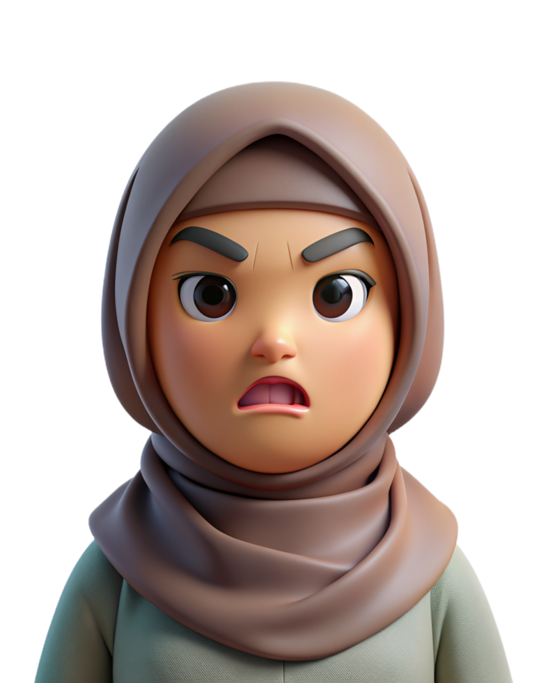Angry Hijab Girl 3d Concept png