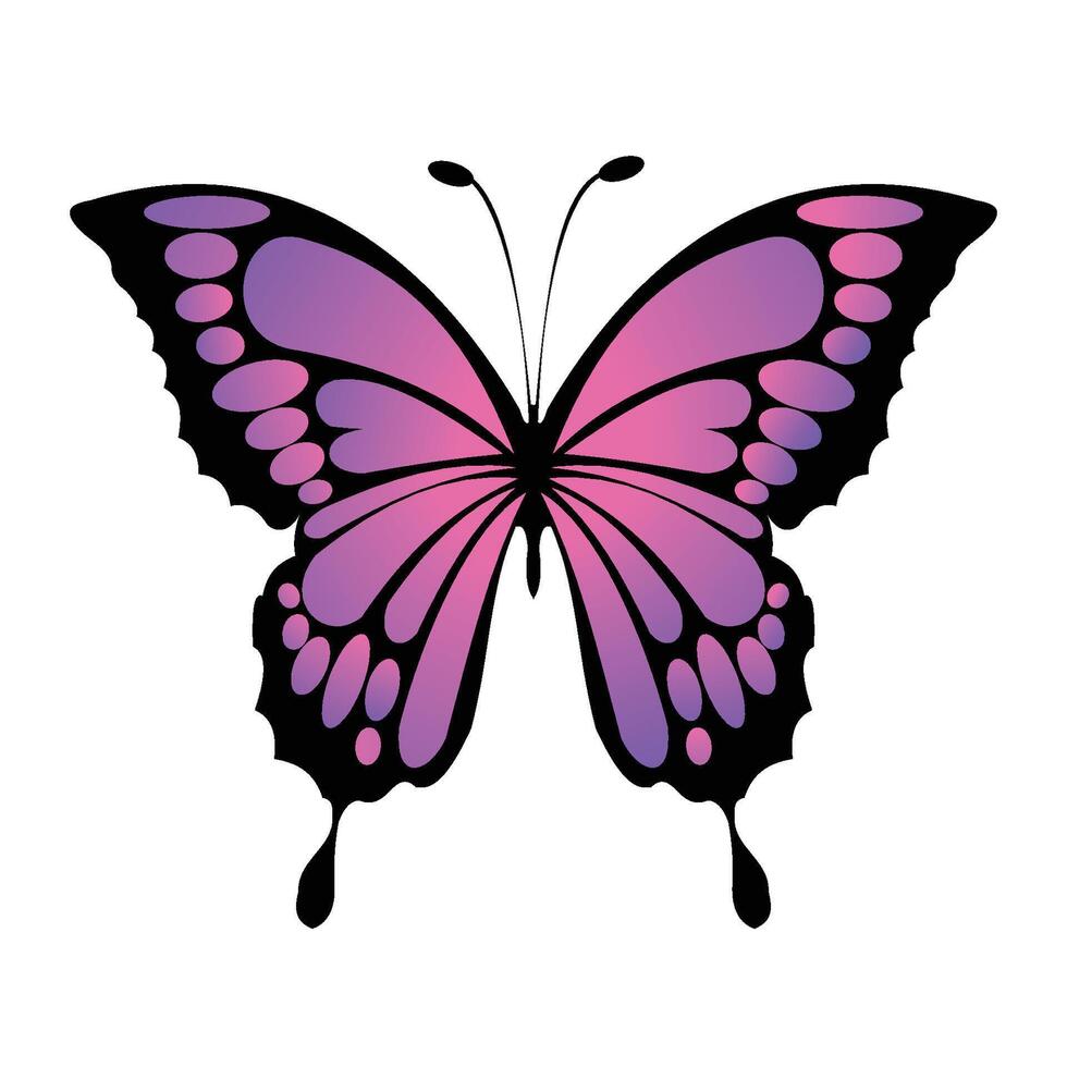 Purple and Pink Ombre Butterfly vector