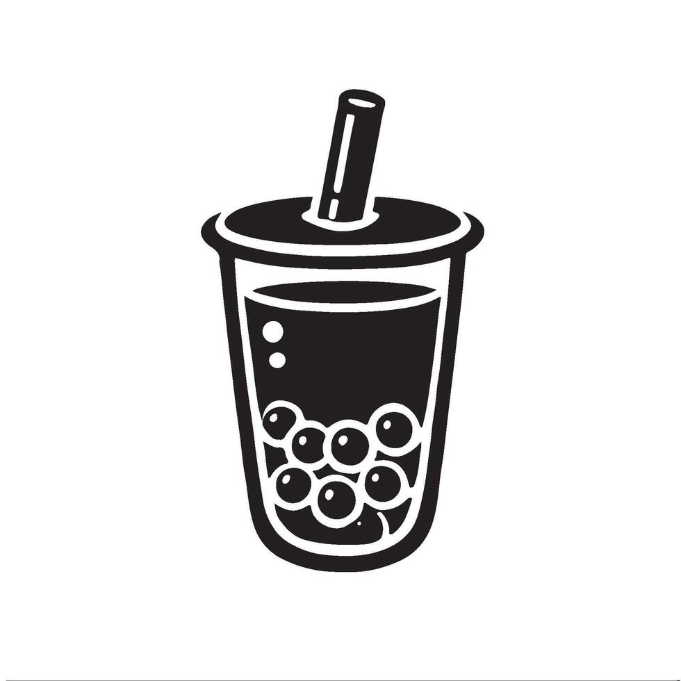Silhouette of Boba Tea vector