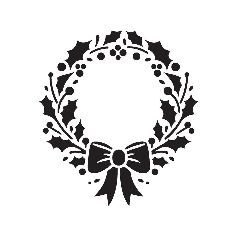Silhouette of a Christmas Wreath vector