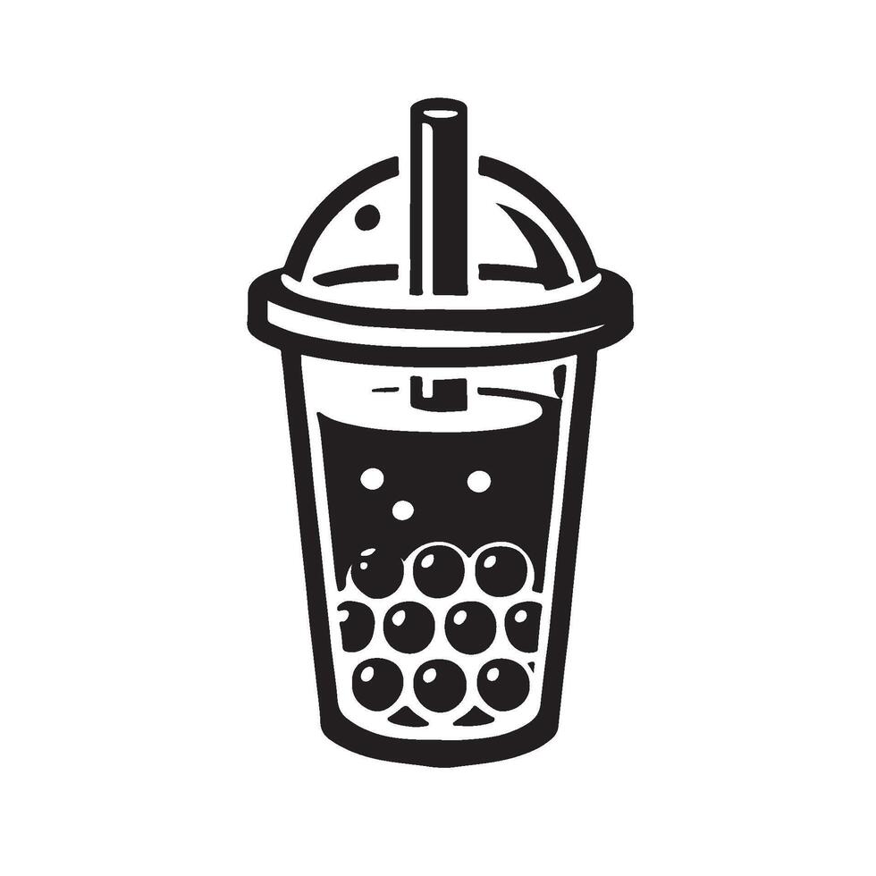 Silhouette of Boba Tea vector
