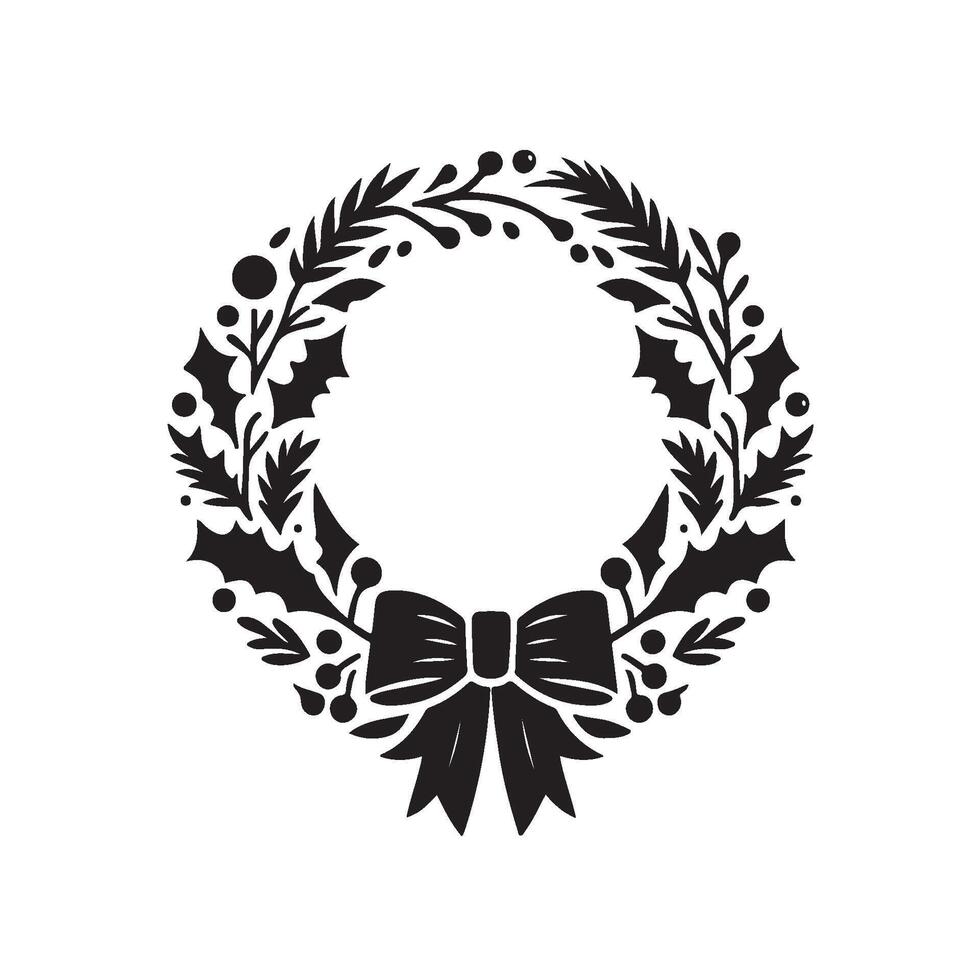 Silhouette of a Christmas Wreath vector