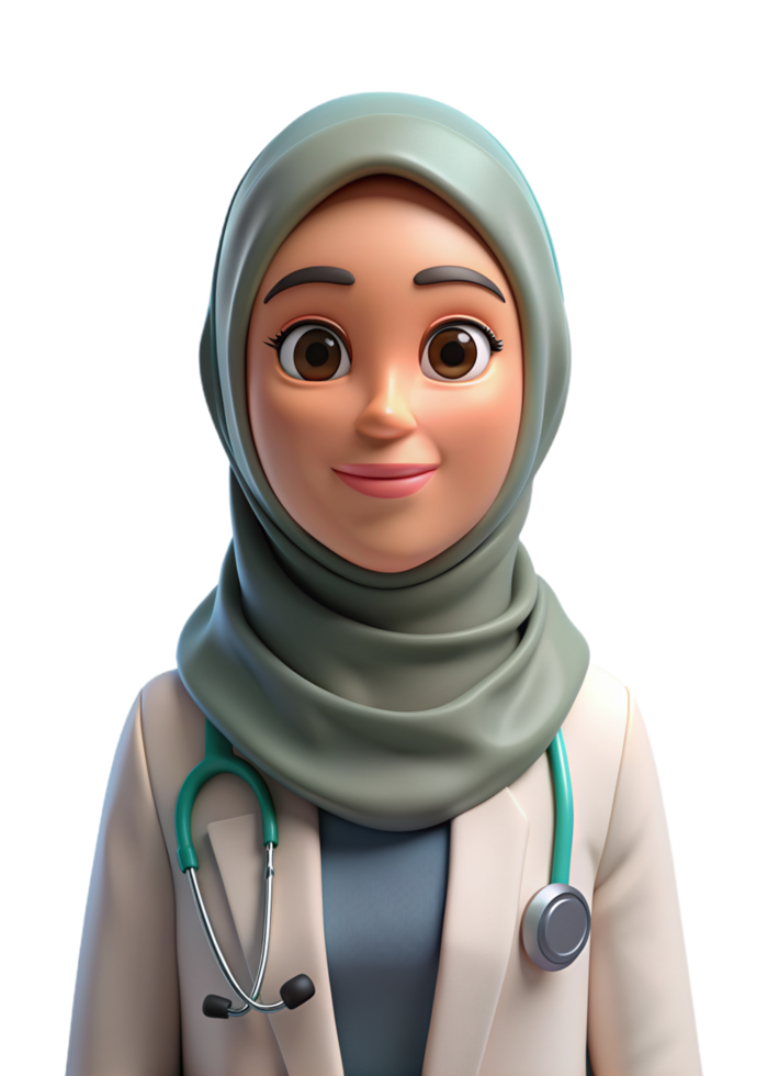 Female Doctor with Hijab 3d Design png