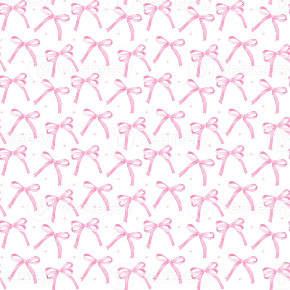 Pink Coquette pattern seamless pink ribbon bow Preppy repeat transparent background. png