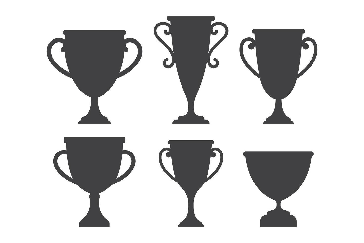 silhouette trophy cup set isolated on white background vector