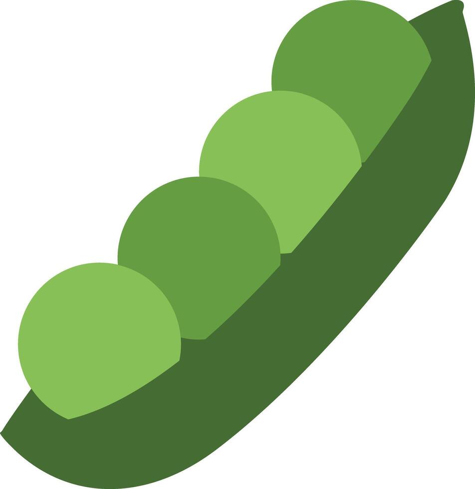a green pea pod with four peas inside vector