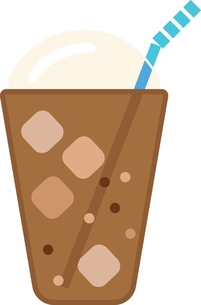 ice cream drink with straw and ice cream vector