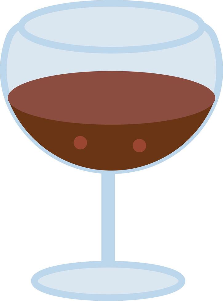 a glass of wine with a brown liquid in it vector