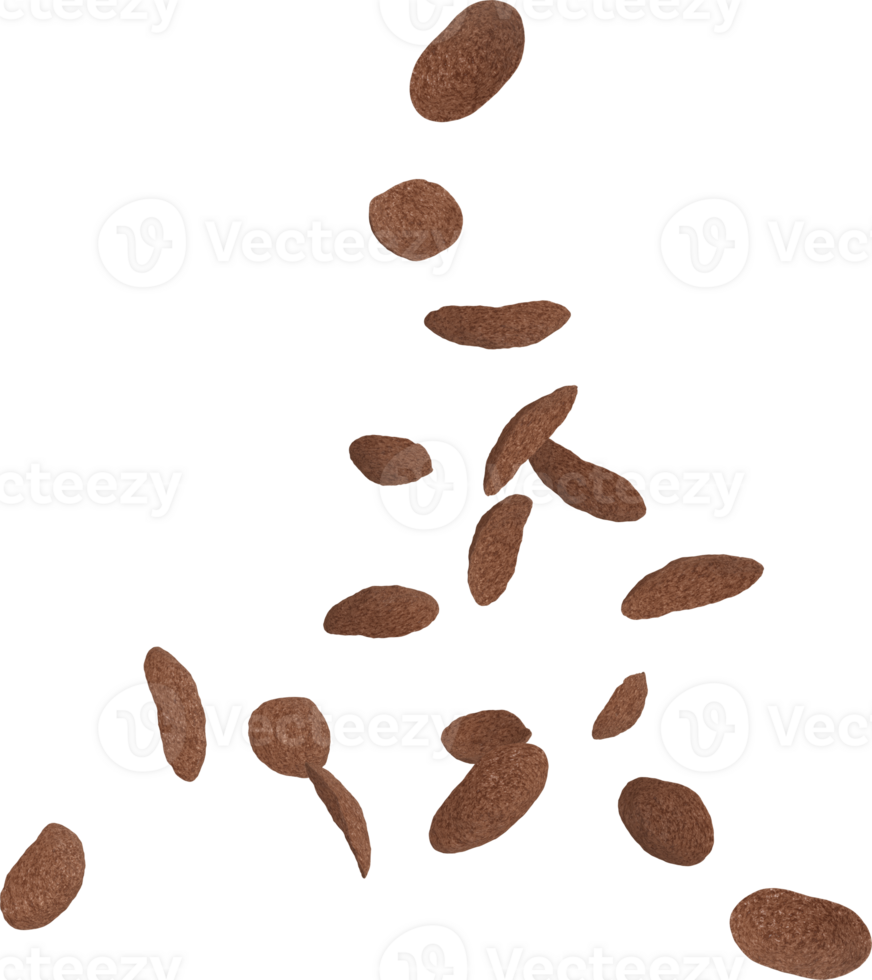 chocolate cereal flakes flying in the air png