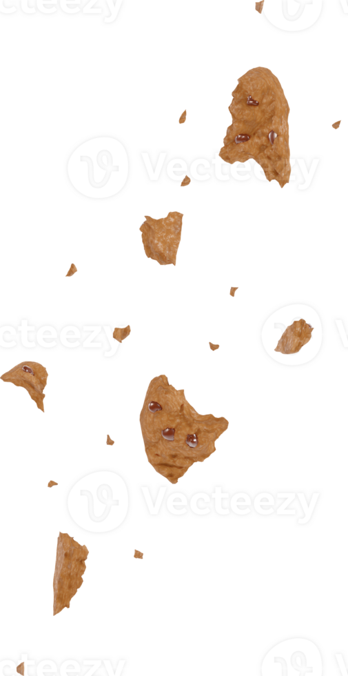 cookies with chocolate chips flying in the air png