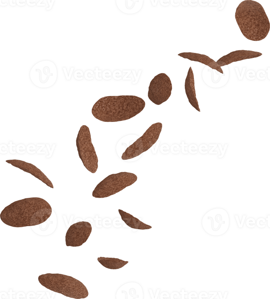 chocolate cereal flakes flying in the air png