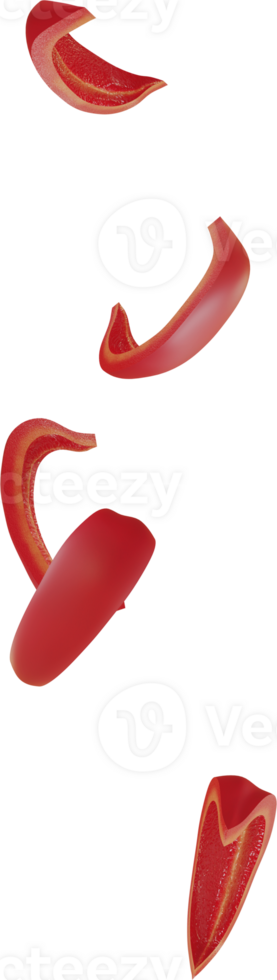 falling red paprika sliced png
