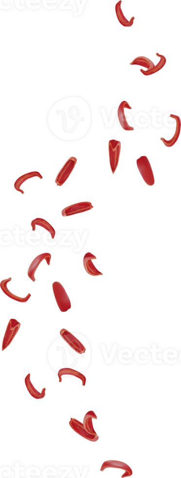falling red paprika sliced png