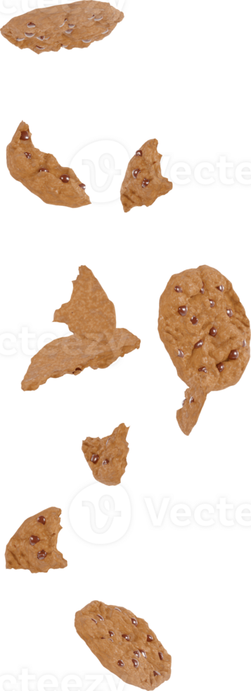 cookies with chocolate chips flying in the air png