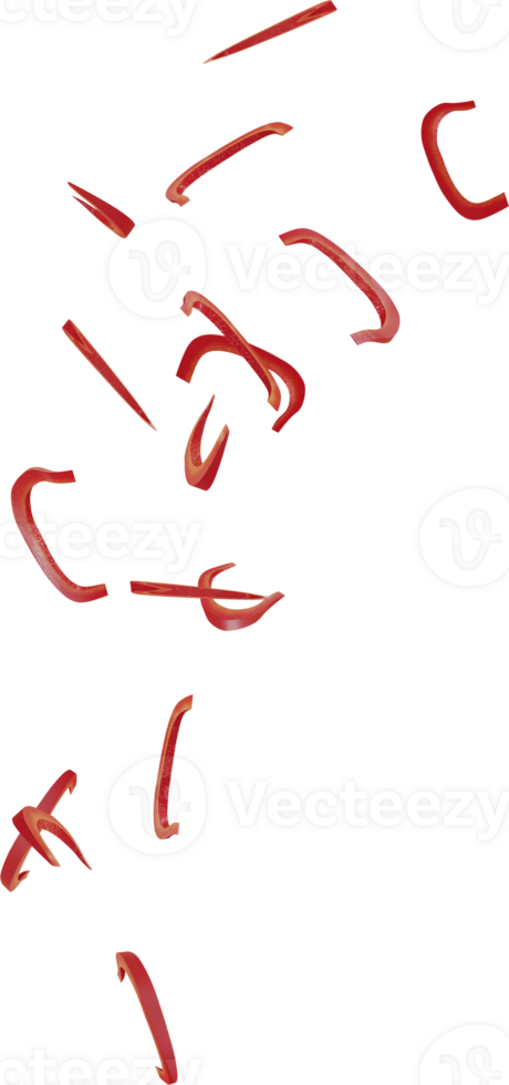 falling red paprika sliced png