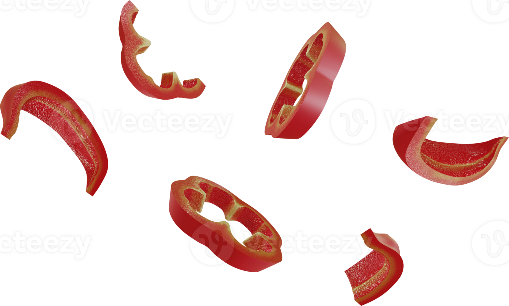 falling red paprika sliced png