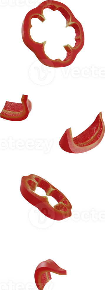 falling red paprika sliced png