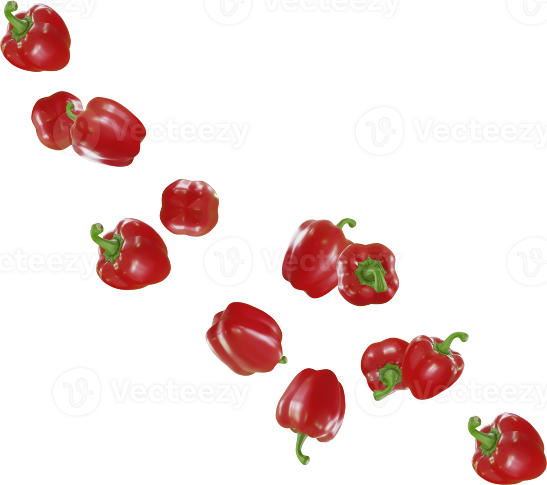falling red paprika png