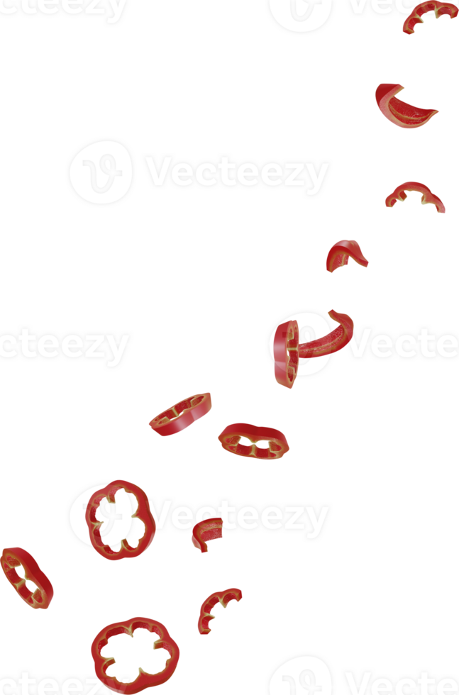 falling red paprika sliced png