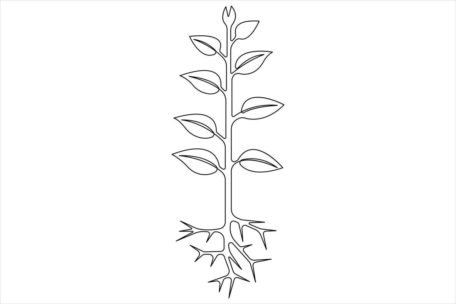 One continuous line drawing Plant growth process vector