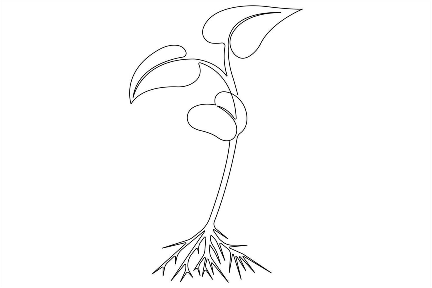 One continuous line drawing Plant growth process vector