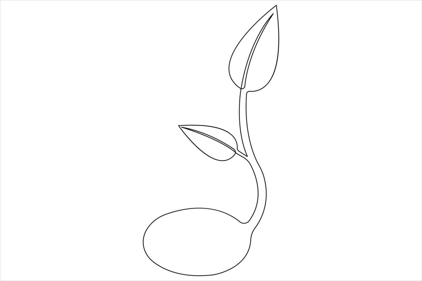 One continuous line drawing Plant growth process vector