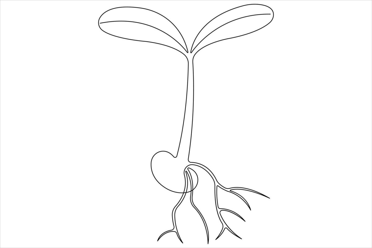 One continuous line drawing Plant growth process vector